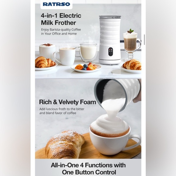 ELECTRIC MILK FROTHER WITH TWO WHISKS - 4-IN-1 MULTIFUNCTION FOR HOT COLD FROTH - Picture 3 of 17